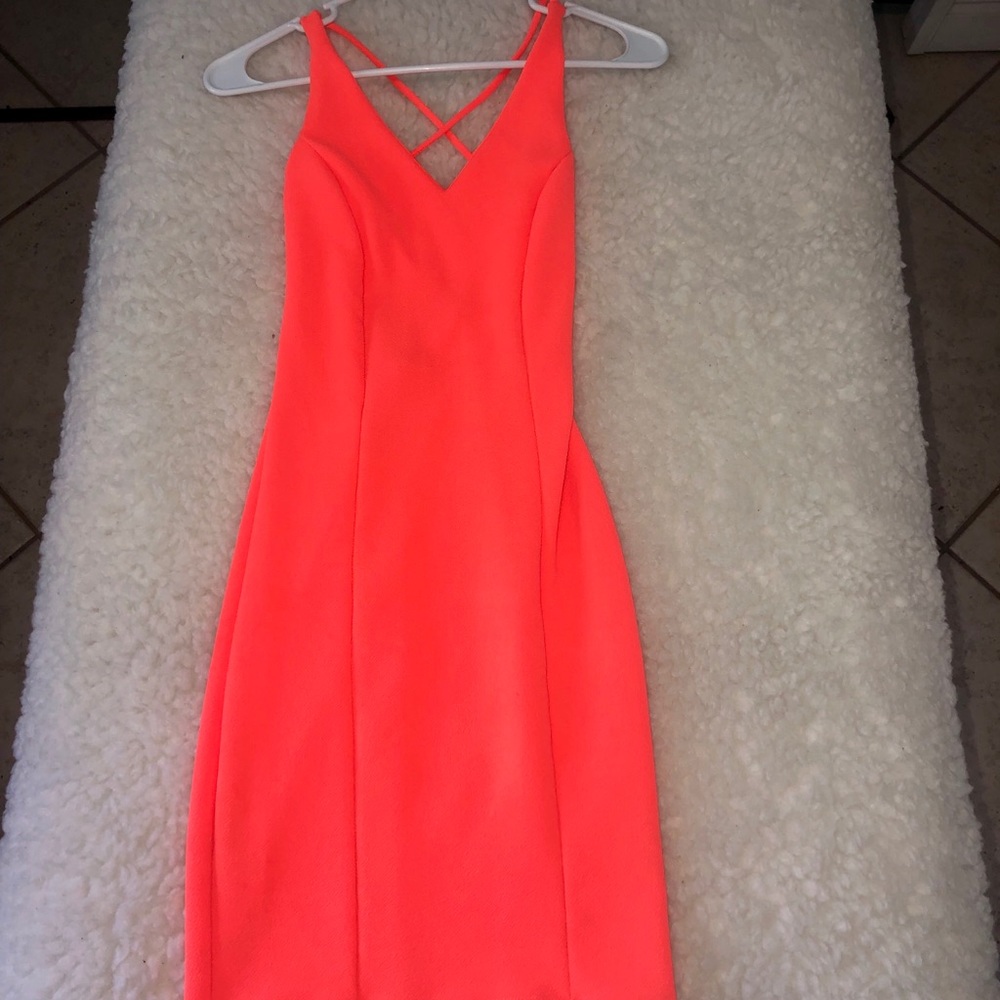 Sexy Neon Orange Tight Midi